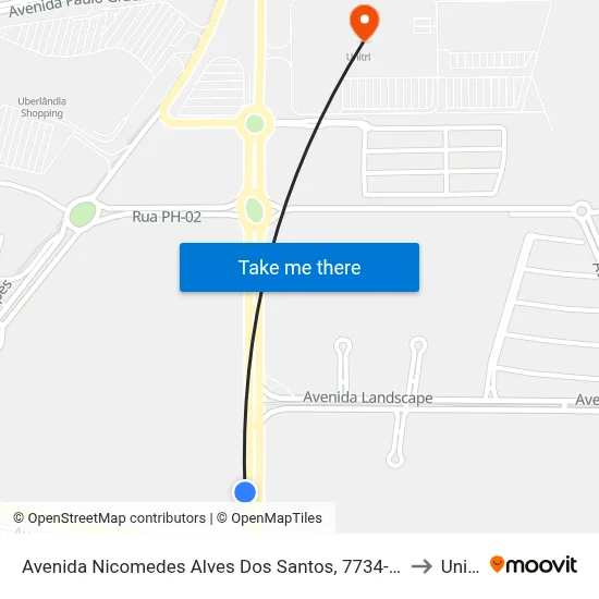 Avenida Nicomedes Alves Dos Santos, 7734-8044 to Unitri map