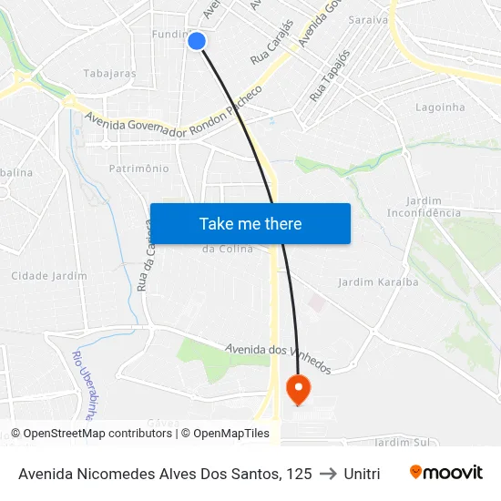 Avenida Nicomedes Alves Dos Santos, 125 to Unitri map
