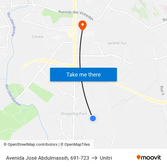 Avenida José Abdulmassih, 691-723 to Unitri map