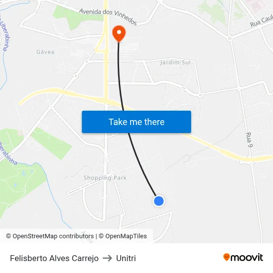 Felisberto Alves Carrejo to Unitri map