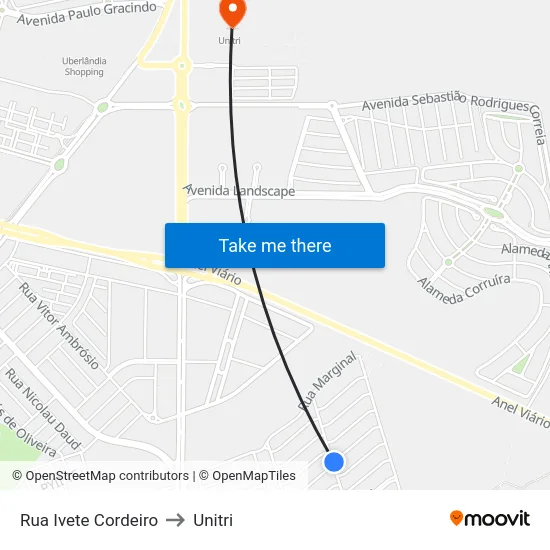 Rua Ivete Cordeiro to Unitri map