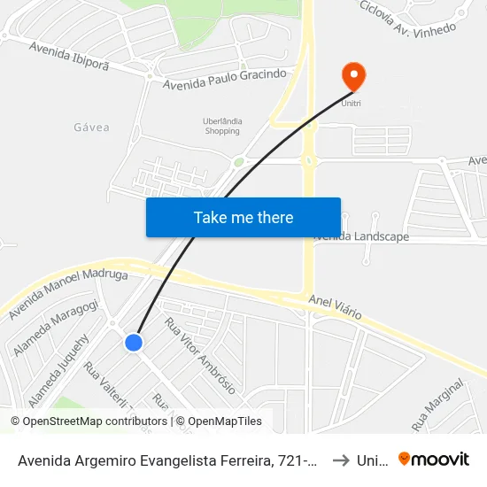 Avenida Argemiro Evangelista Ferreira, 721-747 to Unitri map