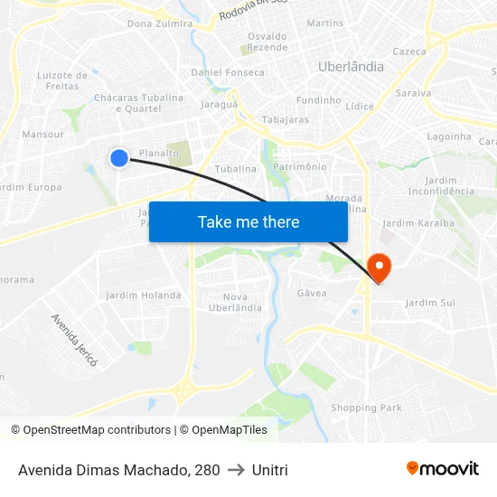Avenida Dimas Machado, 280 to Unitri map