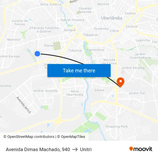 Avenida Dimas Machado, 940 to Unitri map