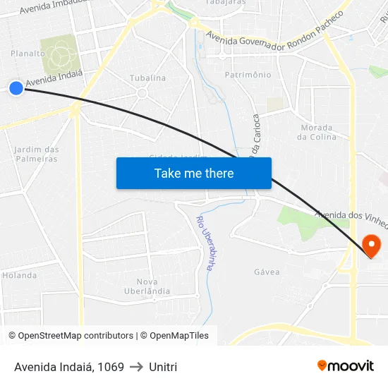 Avenida Indaiá, 1069 to Unitri map