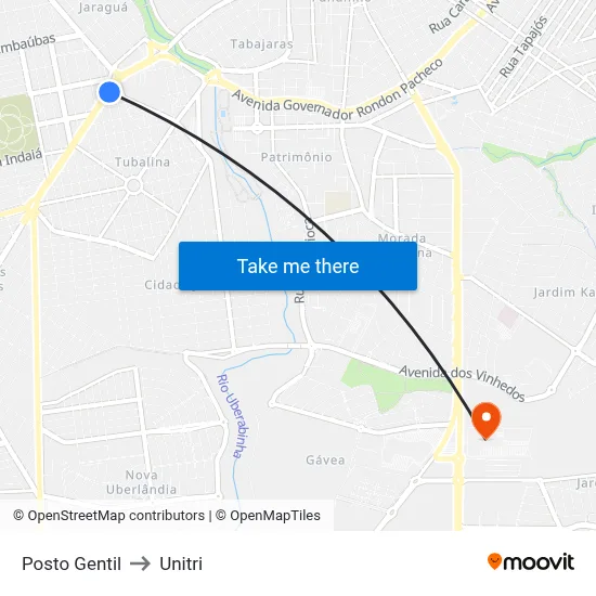 Posto Gentil to Unitri map