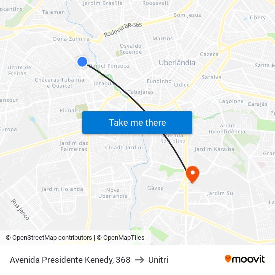 Avenida Presidente Kenedy, 368 to Unitri map