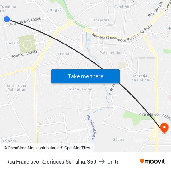 Rua Francisco Rodrigues Serralha, 350 to Unitri map