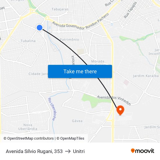 Avenida Sílvio Rugani, 353 to Unitri map