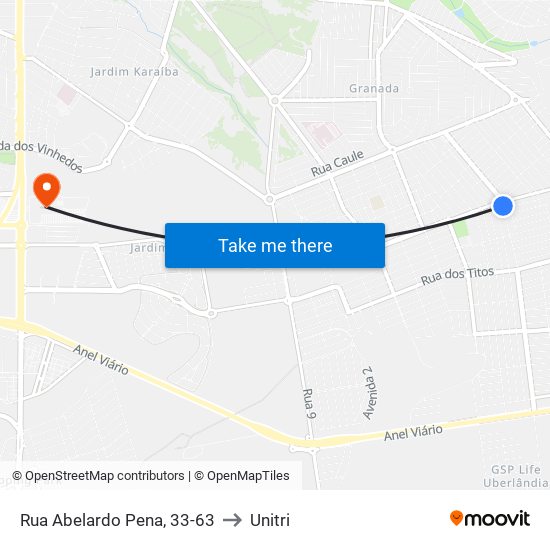 Rua Abelardo Pena, 33-63 to Unitri map