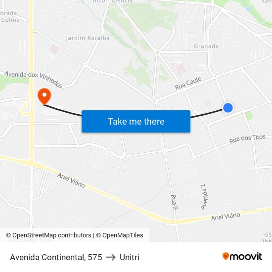 Avenida Continental, 575 to Unitri map