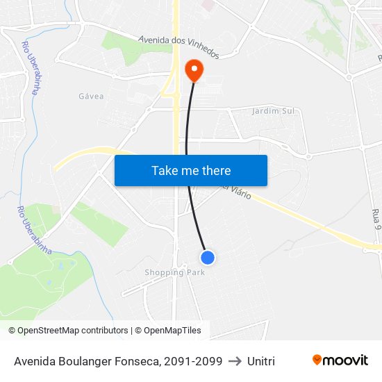 Avenida Boulanger Fonseca, 2091-2099 to Unitri map