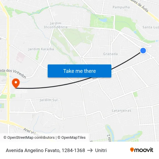 Avenida Angelino Favato, 1284-1368 to Unitri map