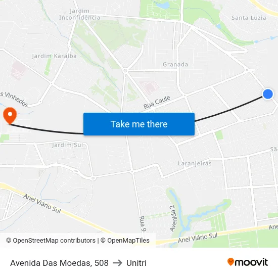 Avenida Das Moedas, 508 to Unitri map