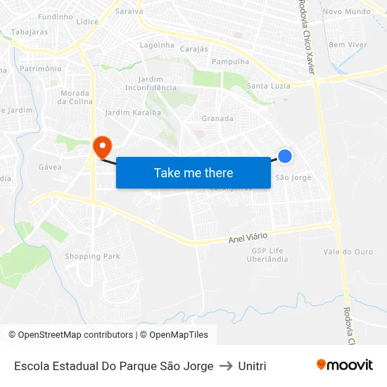 Escola Estadual Do Parque São Jorge to Unitri map