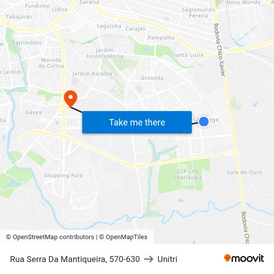 Rua Serra Da Mantiqueira, 570-630 to Unitri map