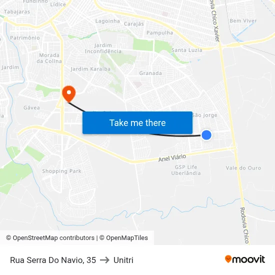 Rua Serra Do Navio, 35 to Unitri map