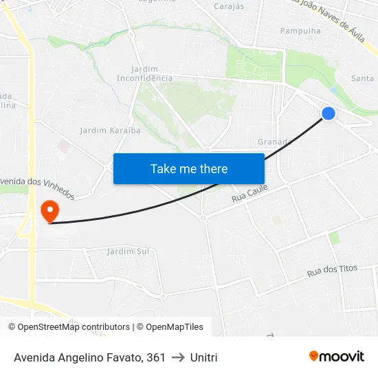 Avenida Angelino Favato, 361 to Unitri map