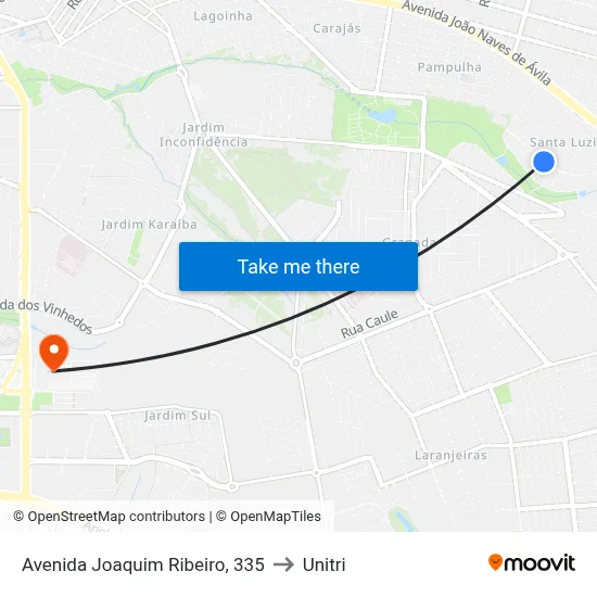 Avenida Joaquim Ribeiro, 335 to Unitri map