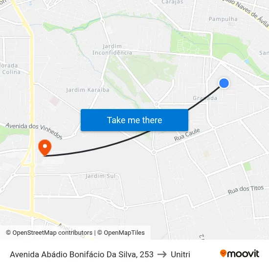 Avenida Abádio Bonifácio Da Silva, 253 to Unitri map
