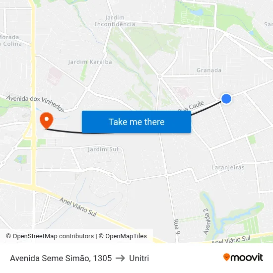 Avenida Seme Simão, 1305 to Unitri map