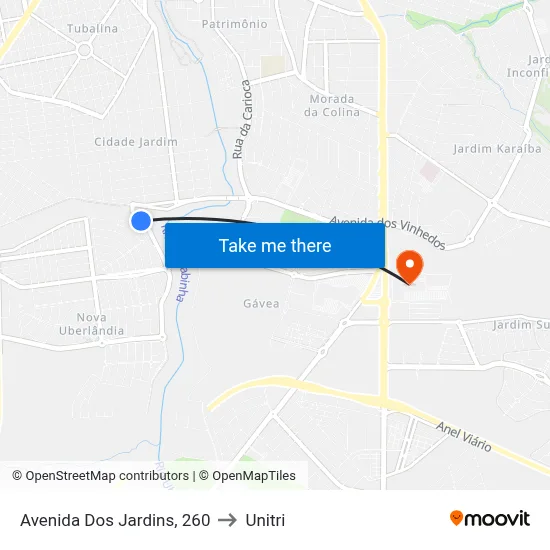 Avenida Dos Jardins, 260 to Unitri map