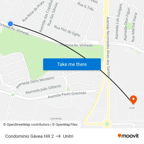 Condomínio Gávea Hill 2 to Unitri map