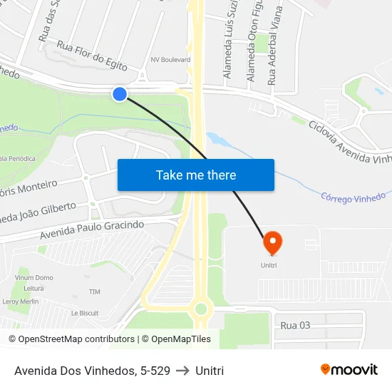 Avenida Dos Vinhedos, 5-529 to Unitri map