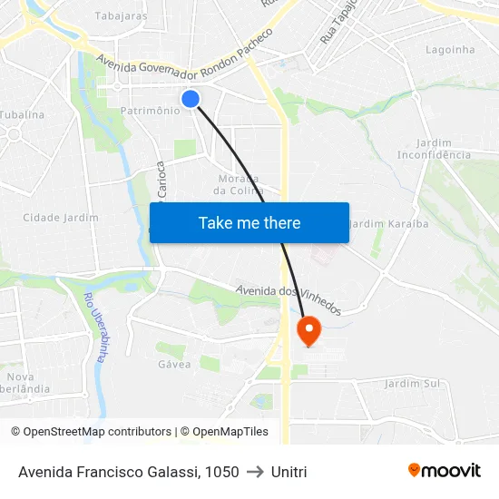 Avenida Francisco Galassi, 1050 to Unitri map