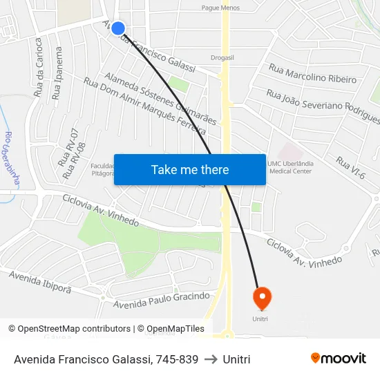 Avenida Francisco Galassi, 745-839 to Unitri map