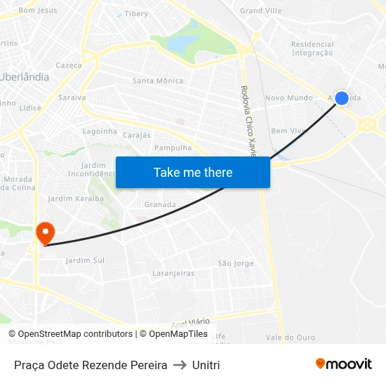 Praça Odete Rezende Pereira to Unitri map