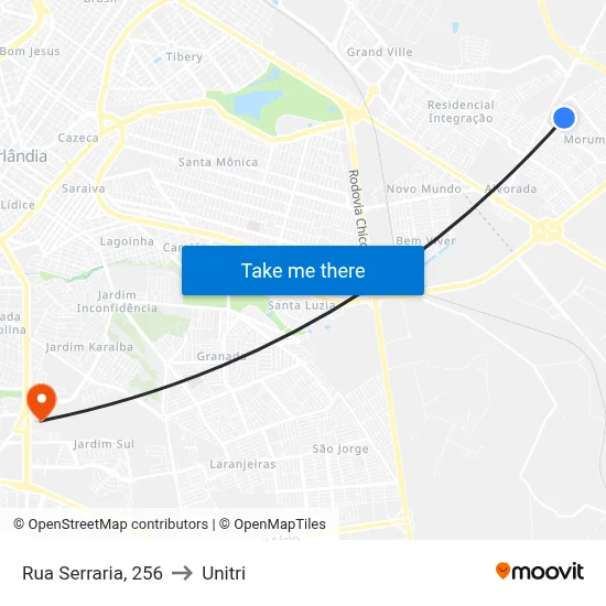 Rua Serraria, 256 to Unitri map