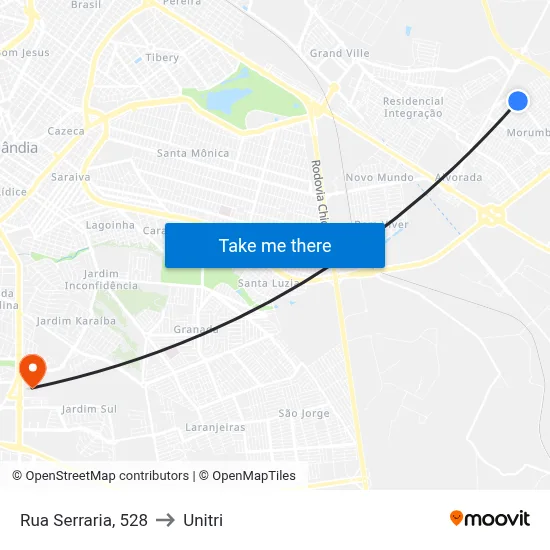 Rua Serraria, 528 to Unitri map
