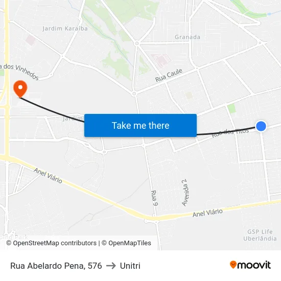 Rua Abelardo Pena, 576 to Unitri map