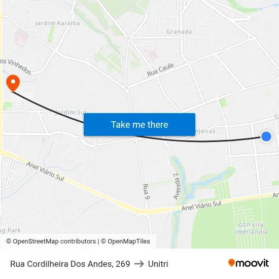 Rua Cordilheira Dos Andes, 269 to Unitri map