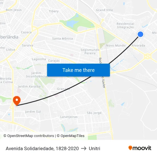 Avenida Solidariedade, 1828-2020 to Unitri map