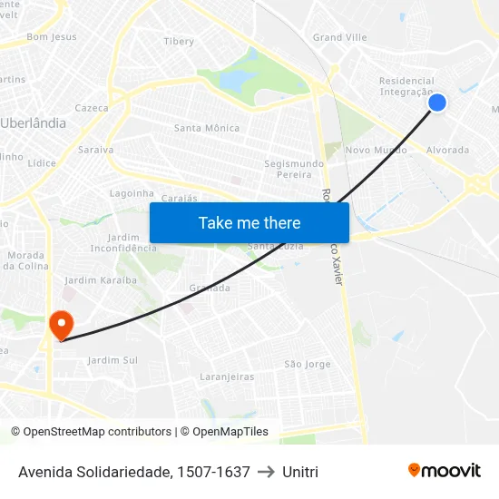 Avenida Solidariedade, 1507-1637 to Unitri map