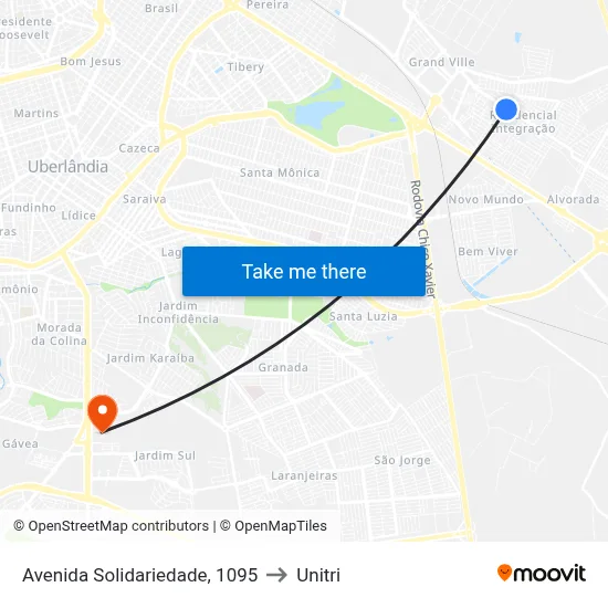 Avenida Solidariedade, 1095 to Unitri map