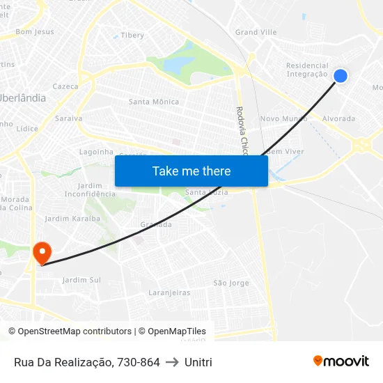 Rua Da Realização, 730-864 to Unitri map