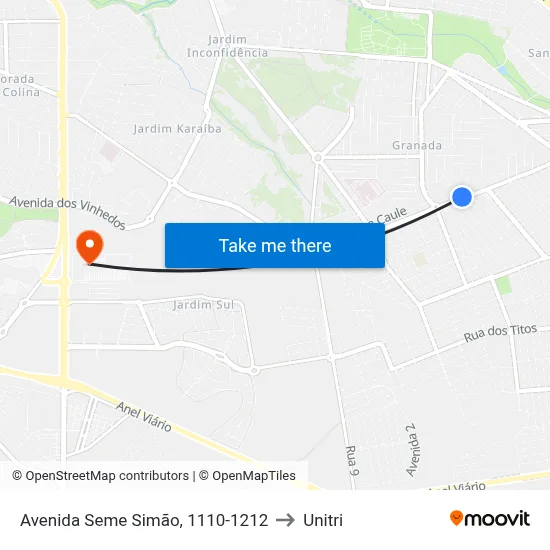 Avenida Seme Simão, 1110-1212 to Unitri map