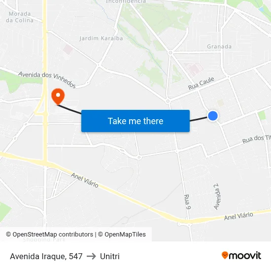 Avenida Iraque, 547 to Unitri map