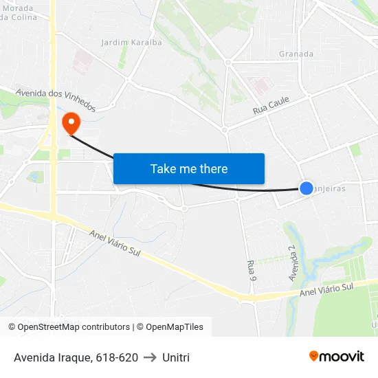 Avenida Iraque, 618-620 to Unitri map