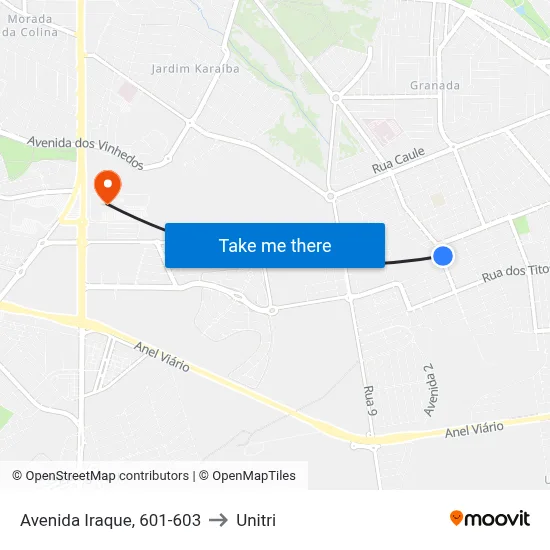 Avenida Iraque, 601-603 to Unitri map