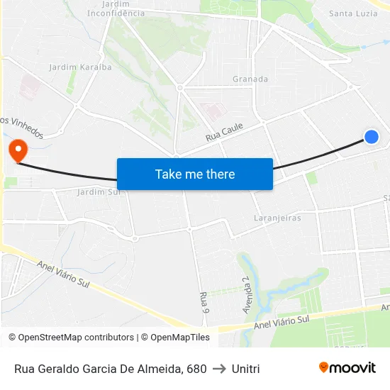 Rua Geraldo Garcia De Almeida, 680 to Unitri map