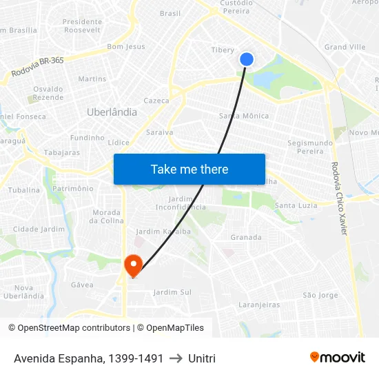 Avenida Espanha, 1399-1491 to Unitri map