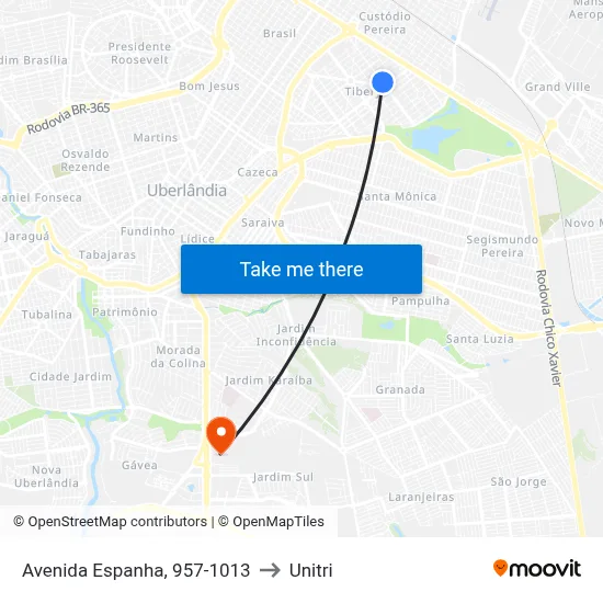 Avenida Espanha, 957-1013 to Unitri map