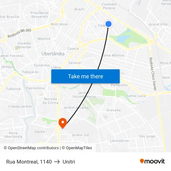 Rua Montreal, 1140 to Unitri map