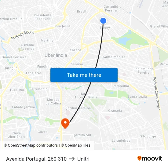 Avenida Portugal, 260-310 to Unitri map