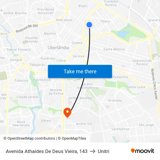 Avenida Athaídes De Deus Vieira, 143 to Unitri map