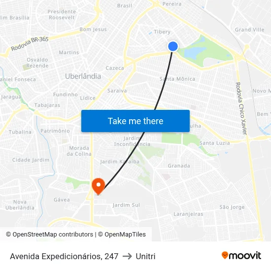 Avenida Expedicionários, 247 to Unitri map